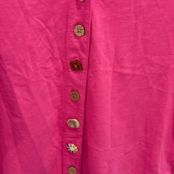 Soft Surroundings Fuchsia Button Down Shirt - Picture 4 of 10